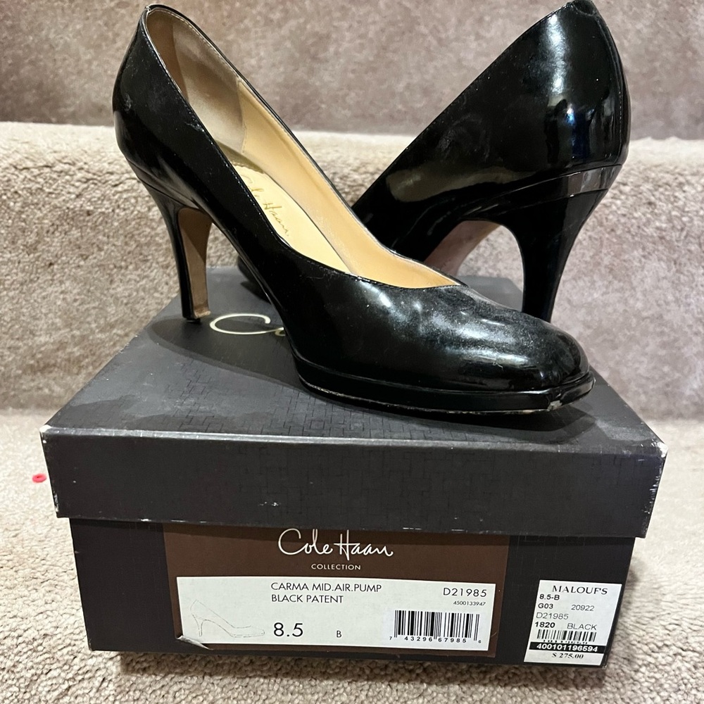 Cole Haan Carma Mid Air Pumps in Black Patent 8.5 B
Originally priced @ $275